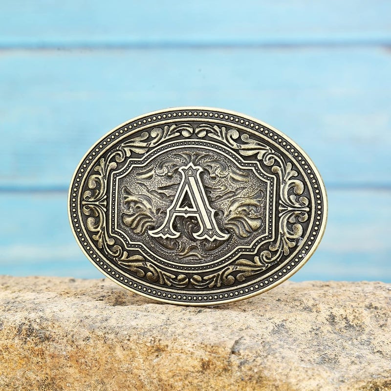 Fibbadet Store Belt Buckles Men Initial Letters A-Z Western Rodeo Cowboy Cowgirl Belt Buckle for Men Boys Halloween Birthday Party - Image 3